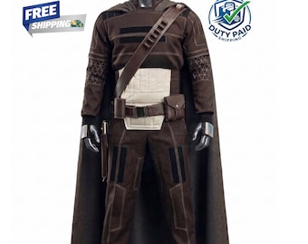 Din Djarin Costume | Mandalorian Cosplay Outfit | Brown Cape Armor Suit Handmade