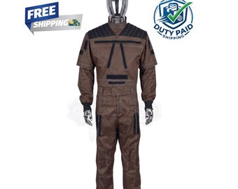 Handmade Din Djarin Costume Cosplay Outfit Mandalorian Brown Flight Suit Adult Costume