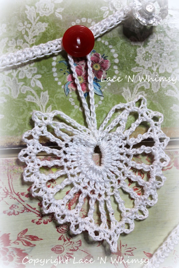 Easy Crochet Pattern Vintage Lace Heart Doily Garland Etsy