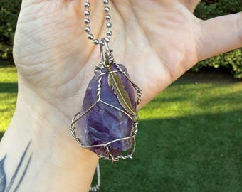 Colar de cristal ametista com fio