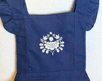 Scandinavian Embroidered Apron | Nordic Inspired Hostess Gift | Handmade Cozy Home Decor | Minimalist Linen Style