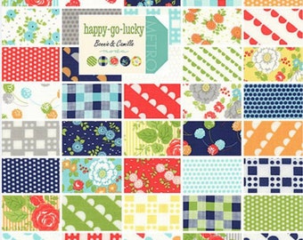 Quilt Fabric DESTASH Happy-go-lucky by Bonnie & Camille for Moda Charm Pack.  FREE SHIPPING.