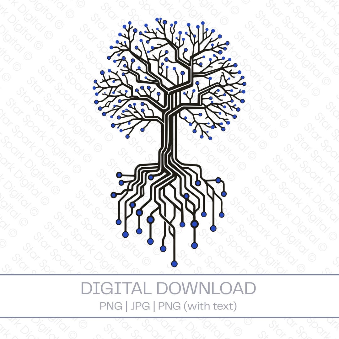 Portrait Ict Tree Futuristic Tech Tree Illustration – Digital Network Tree Design ...