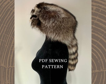 Fur Hat With Tail Sewing Pattern - Davey Crockett Daniel Boone Style - Instant Download PDF Instruction Book With Kids and Adult Sizes