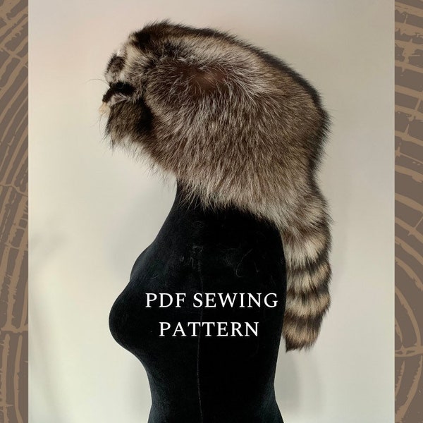 Fur Hat With Tail Sewing Pattern - Davey Crockett Daniel Boone Style - Instant Download PDF Instruction Book With Kids and Adult Sizes
