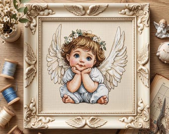 Patrón de punto de cruz de angelito bebé de ensueño – Lindo ángel celestial bordado en PDF