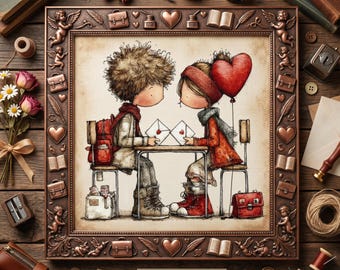 Patrón de punto de cruz de cartas de amor para una dulce pareja – Bordado romántico de San Valentín en PDF