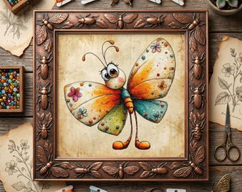 Whimsical Floral Butterfly Cross Stitch Pattern – Cute Fantasy Watercolor Embroidery PDF