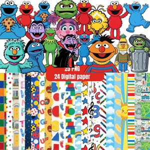 Söta dockvänner clipartpaket | Färgglad barn-TV-inspirerad PNG | Regnbågsdigitalt papper | Utskrivbart scrapbookpapper