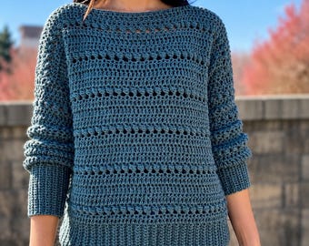 Patron de pull au crochet facile PDF | Pull au crochet pour femmes | Téléchargement numérique avec didacticiel vidéo | Pull fait main confortable | TP–XXL