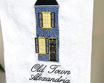 Spite House Old Town Alexandria, Wirginia – lniana ściereczka kuchenna – prezent dla gospodyni, nowy dom, prezent ślubny