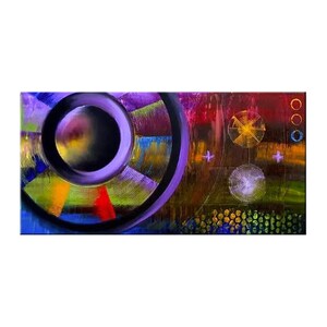 Abstract Canvas Painting: Colorful Geometric Wall Art, Purple Living Room Decor
