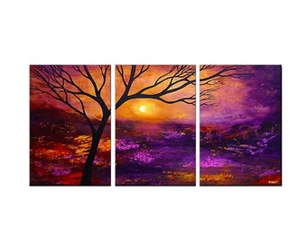 big colorful original landscape tree canvas art, contemporary painting modern living room wall art CUSTOM ART