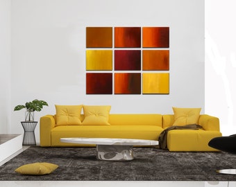 modern canvas art original abstract, orange yellow red large modern wall art decor CUSTOM ART