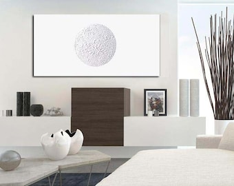 Textured White Abstract Painting: Minimalist Acrylic Canvas Art