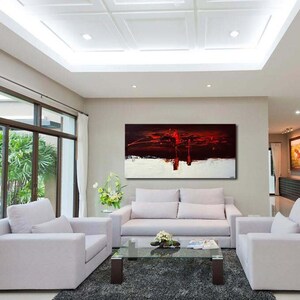 Red wall art abstract Art textured original, red abstract painting, living room wall art modern home decor  - CUSTOM ART