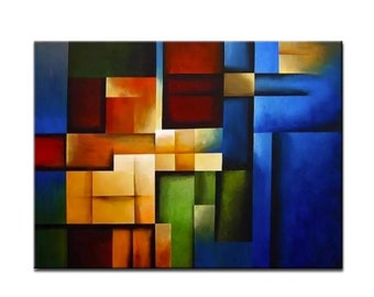 Colorful original abstract modern art, geometric abstract painting on canvas contemporary wall art decor CUSTOM ART