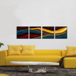 Abstract Wave Painting: Large Colorful Modern Art Decor, 72x18 Custom Canvas