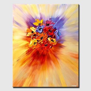 colorful flowers Painting on canvas original, textured floral art, living room modern wall art CUSTOM ART