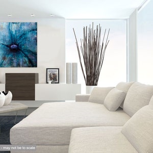 Pintura original de flores abstractas azules, decoración del hogar moderna con textura ARTE PERSONALIZADO imagen 7