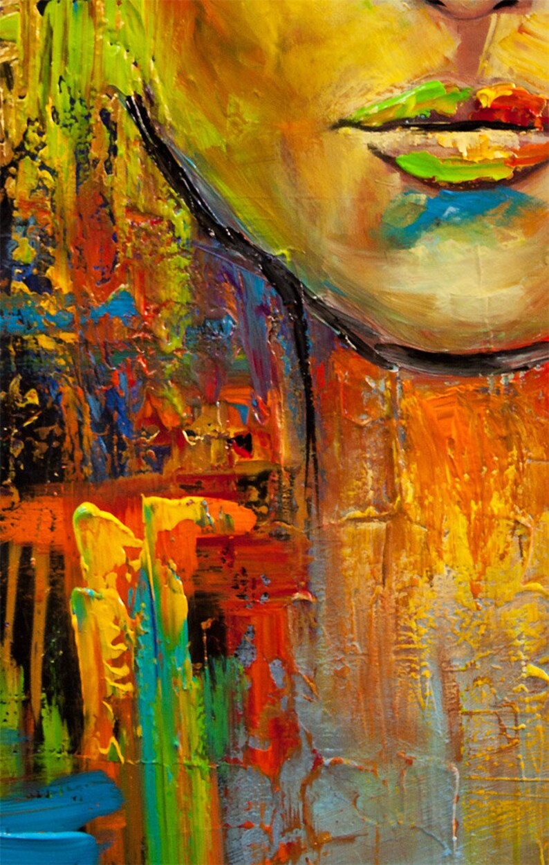 Colorful Pop Art Woman Face Giclee Print: Textured Street Art by Osnat image 3