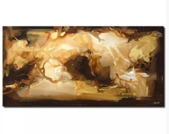 Brown Abstract Painting: Modern Home Decor Art by Osnat (Made To Order)