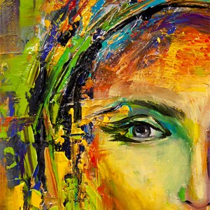 Colorful Pop Art Woman Face Giclee Print: Textured Street Art by Osnat image 2