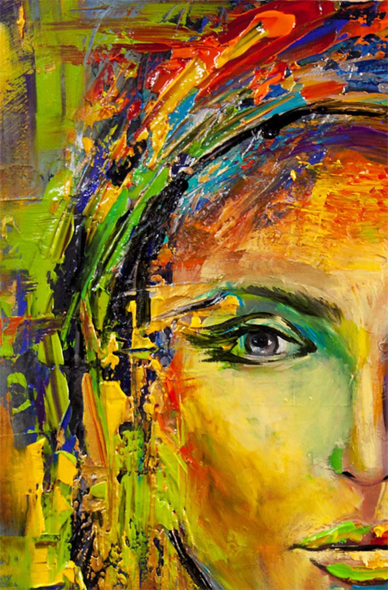Colorful Pop Art Woman Face Giclee Print: Textured Street Art by Osnat image 2