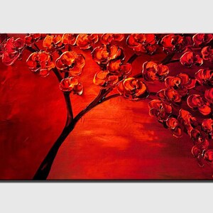 CNYIHUART Hand-Painted Tree And Flowers Blooming Oil Painting