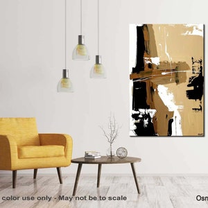 Modern Neutral Abstract Painting: Vertical Acrylic Canvas Art image 3