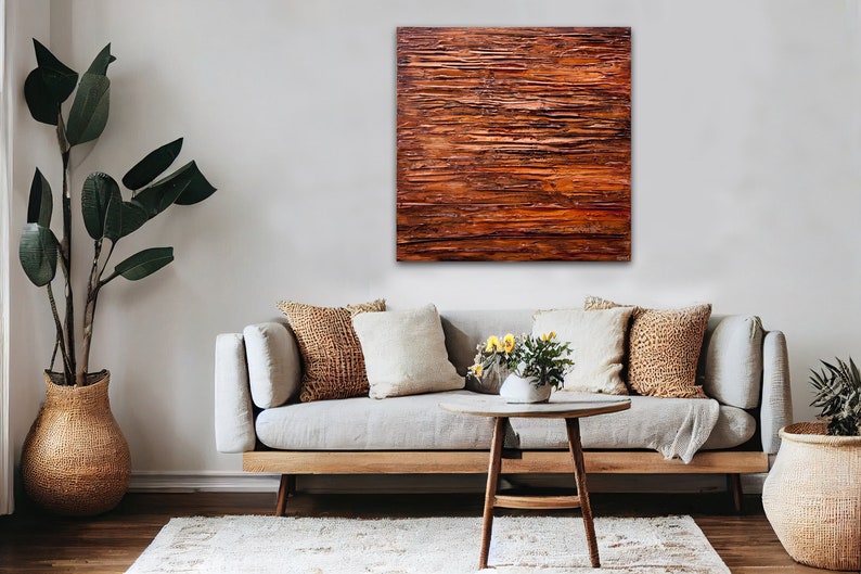 Rust Textured Abstract Painting: Modern Living Room Wall Art (40"x40") image 4