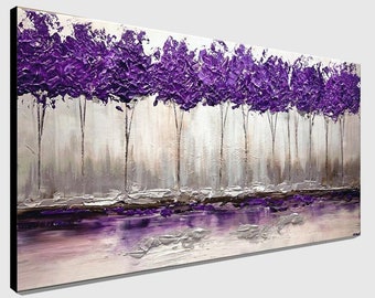 Purple Trees Giclee Print: Textured Fine Art by Osnat
