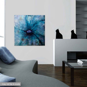 Pintura original de flores abstractas azules, decoración del hogar moderna con textura ARTE PERSONALIZADO imagen 6