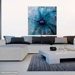 Pintura original de flores abstractas azules, decoración del hogar moderna con textura ARTE PERSONALIZADO imagen 3