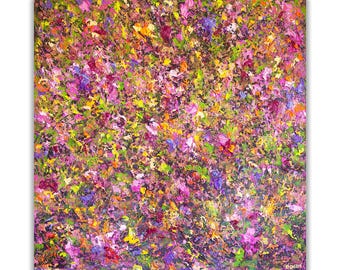 wildflowers painting textured abstract floral wall art by Osnat