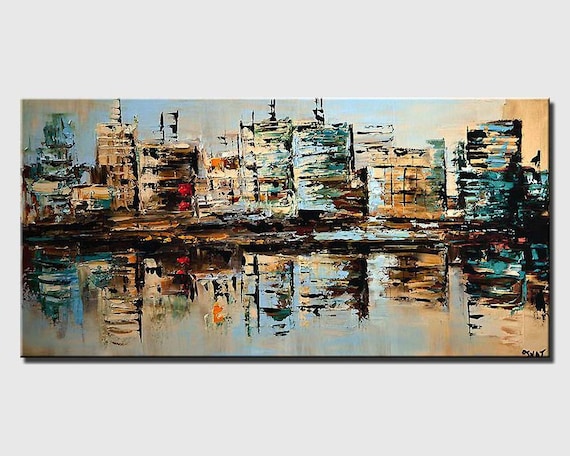 Acrylic Impasto Mini Picture 6 by 8 inches Original Cityscape Painting Bright Cityscape Impressionist Night Painting On Canvas Acrylic Impasto Mini Picture 6 by 8 inches Original Cityscape Painting Bright Cityscape Impressionist Night Painting On Canvas