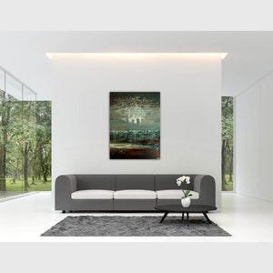 Textured Abstract Landscape Painting: Green Brown Canvas Art image 6
