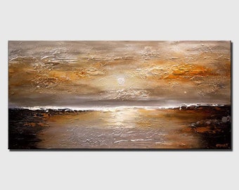 Textured Abstract landscape PRINT, gold prints wall art, modern art by Osnat