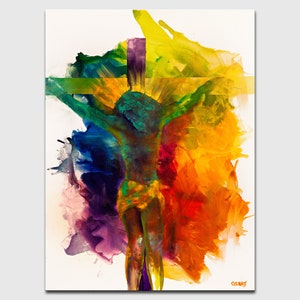 Jesus art PRINT on canvas, colorful artwork of Jesus by Osnat