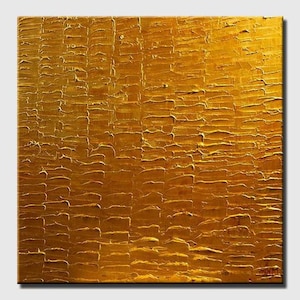 Minimalist Gold Texture Painting: 3D Abstract Art on Canvas
