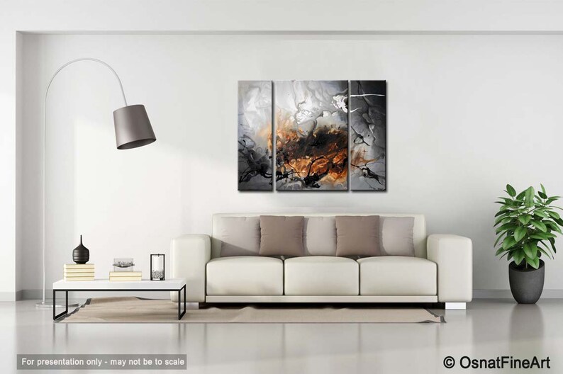 Gray Wall Art Modern Abstract Art Gray Rust Painting on Etsy