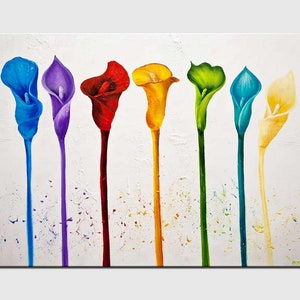 Colorful Floral Painting on Canvas: Abstract Lily Art (Custom)