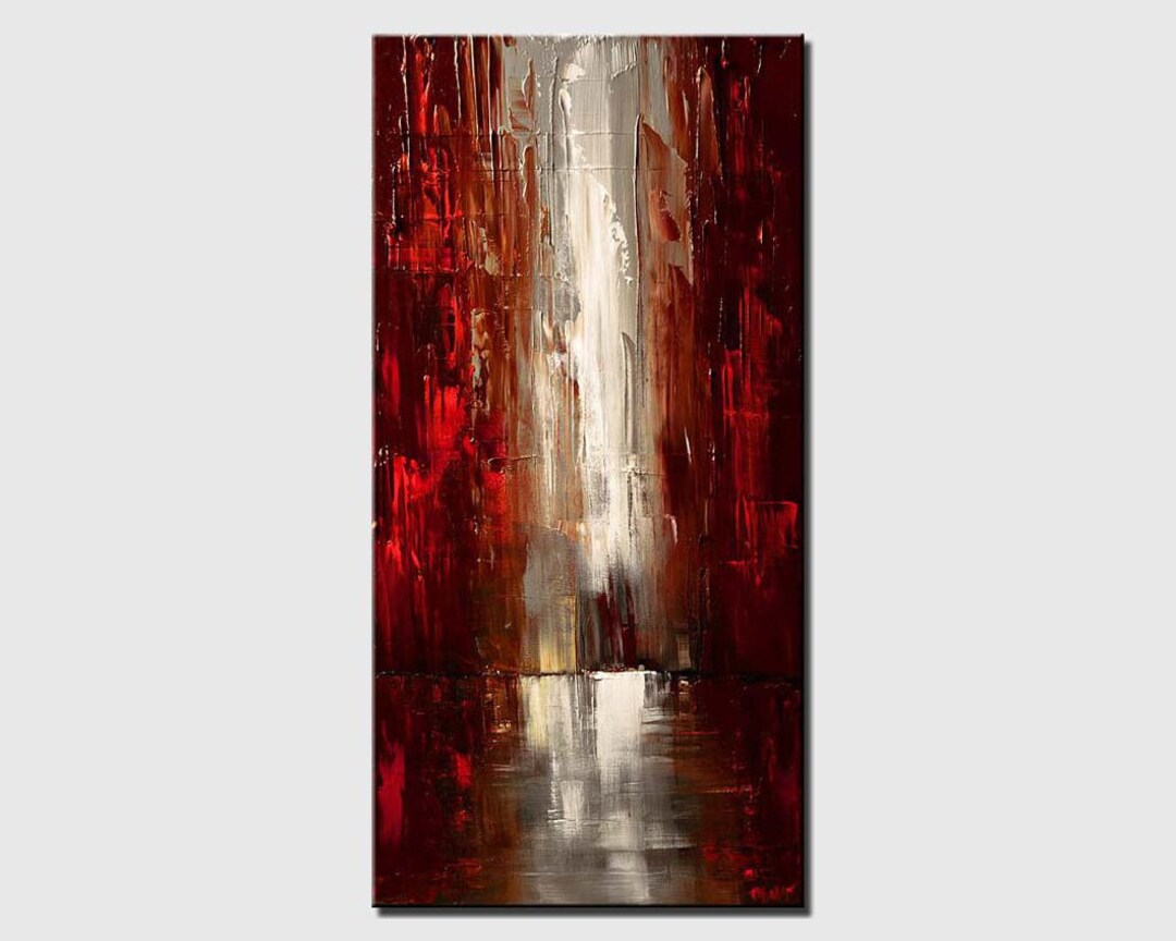 Textured Abstract City Art Red Wall Art Acrylic Painting on Etsy