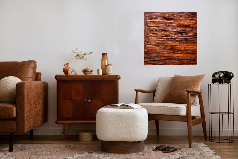 Rust Textured Abstract Painting: Modern Living Room Wall Art (40"x40") image 7