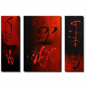 black red textured abstract painting for living room office bedroom, large modern original art for home decor by Osnat - MADE TO ORDER