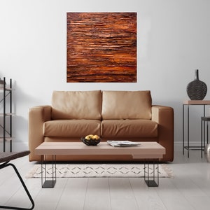 Rust Textured Abstract Painting: Modern Living Room Wall Art (40"x40") image 2