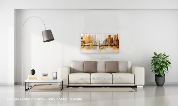 Textured City Painting on Canvas: Minimalist Abstract 3D Wall Art