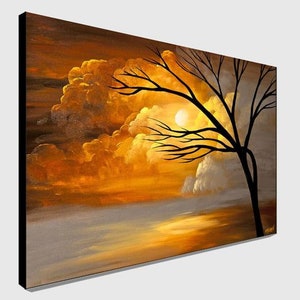 Original Sunrise Painting Landscape Art on Canvas With a - Etsy