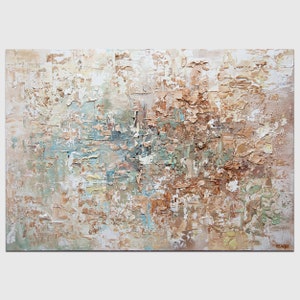neutral original abstract canvas art, textured wall art, living room dining room modern art by Osnat CUSTOM ART