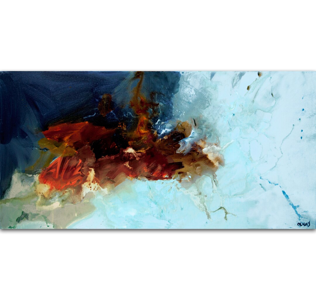 Light Blue Abstract Painting on Canvas Big Light Blue Living Etsy